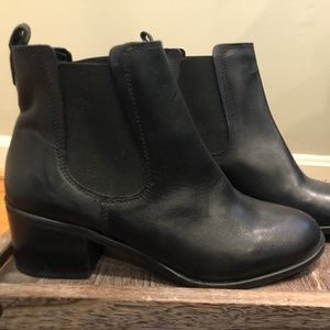 Black genuine leather booties